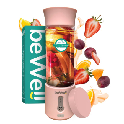 Blender kielichowy bezprzewodowy ręczny pudrowy róż