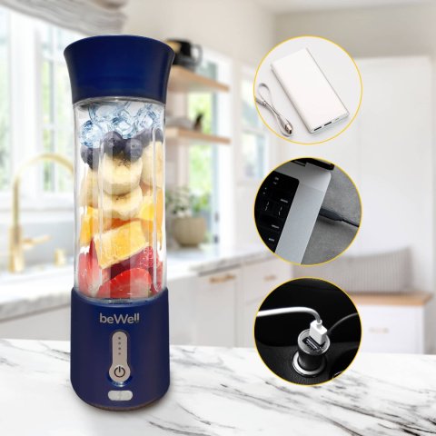 Blender kielichowy bezprzewodowy usb granatowy