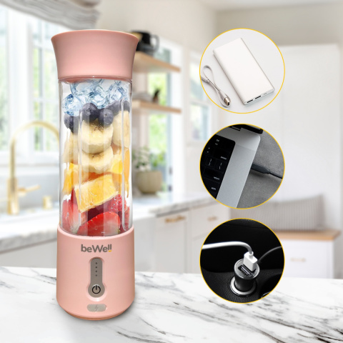 Blender kielichowy bezprzewodowy ręczny pudrowy róż Blender kielichowy bezprzewodowy ręczny pudrowy róż