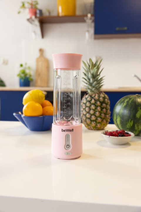 Blender kielichowy bezprzewodowy ręczny pudrowy róż