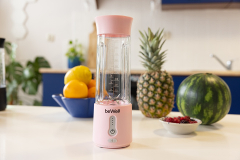 Blender kielichowy bezprzewodowy ręczny pudrowy róż