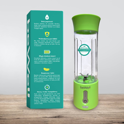 Blender kielichowy bezprzewodowy turystyczny limonkowy
