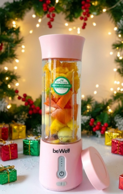 Blender kielichowy bezprzewodowy ręczny pudrowy róż