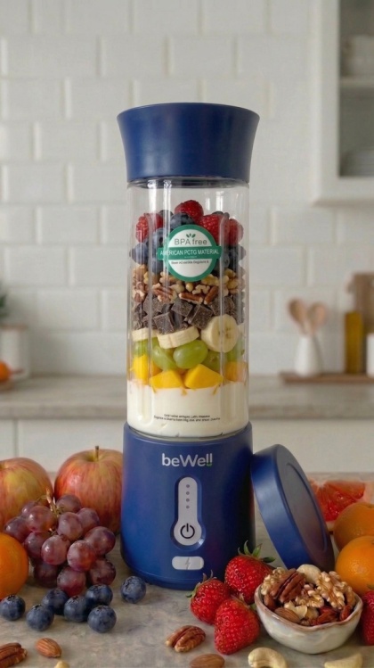 Blender kielichowy bezprzewodowy usb granatowy