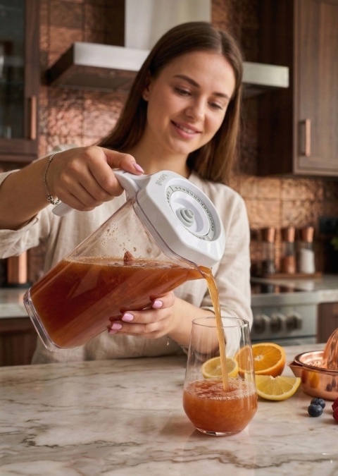 Pojemnik Próżniowy Dzbanek 1L z Pompką na Żywność Sok Zupy Mleko beWell